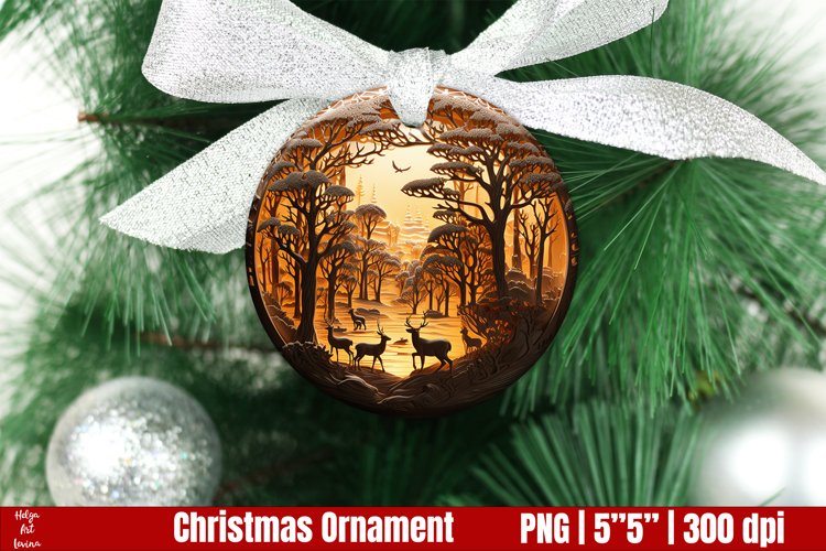 Glowing 3D Christmas Ornaments PNG example image 1