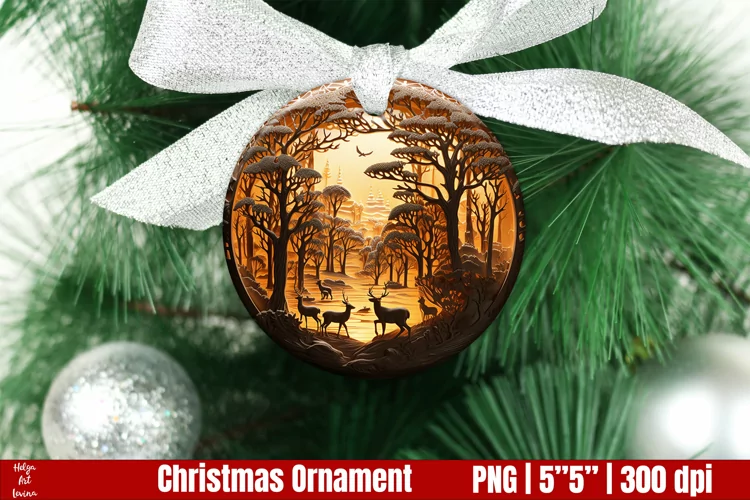 Glowing 3D Christmas Ornaments PNG