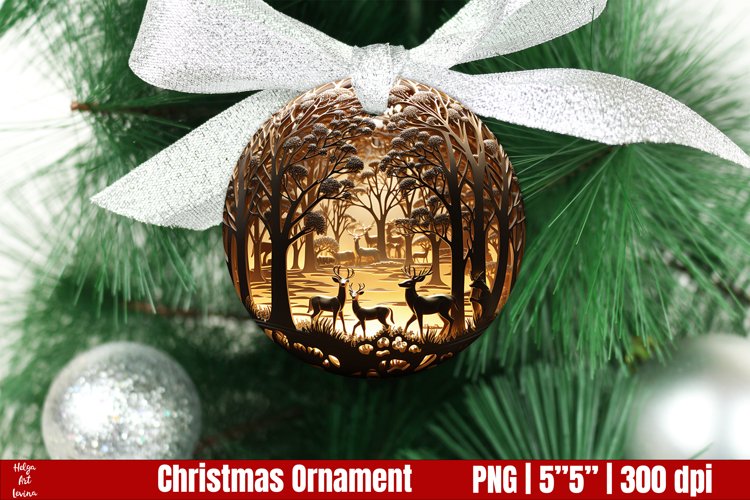 Glowing 3D Christmas Ornaments PNG