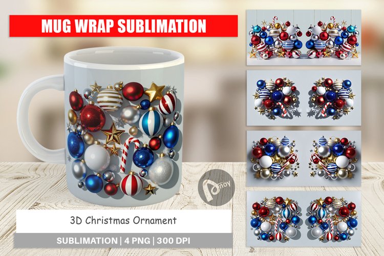 Mug Wrap Design 3D Christmas Ornament