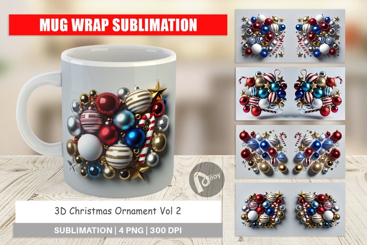 Mug Wrap Design 3D Christmas Ornament