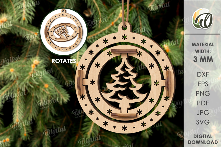 3D Christmas Ornament Laser Cut. Christmas Decor SVG