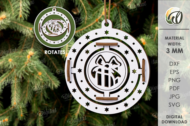 3D Christmas Ornament Laser Cut. Christmas Decor SVG
