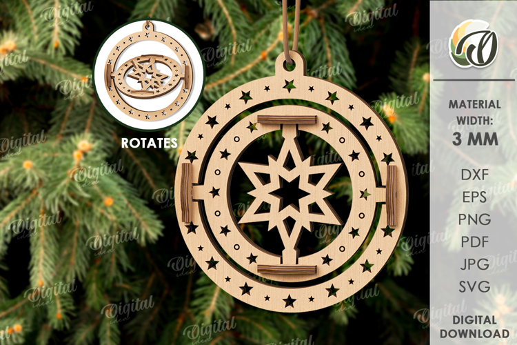 3D Christmas Ornament Laser Cut. Christmas Decor SVG