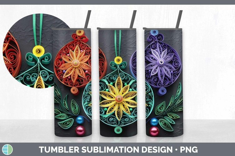 3D Christmas Ornaments Tumbler | Sublimation 20 oz Skinny Tu