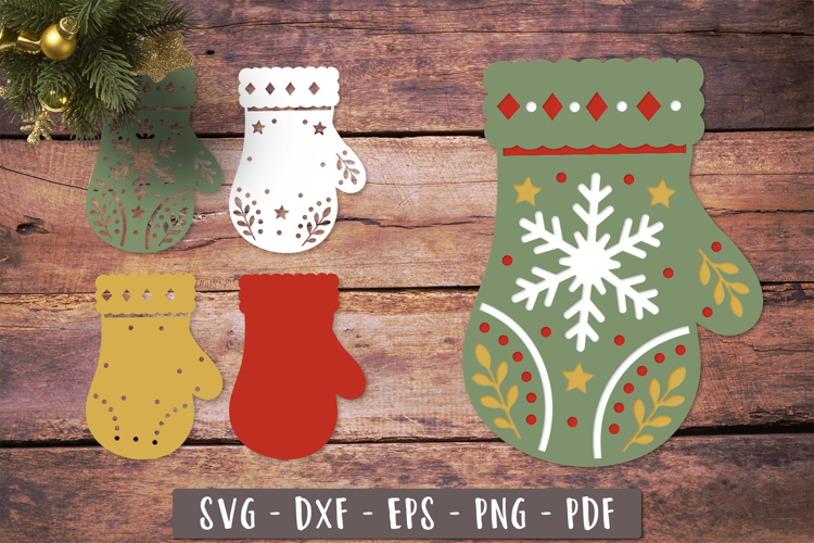 3d Christmas Snowflake Mitten SVG Layered design