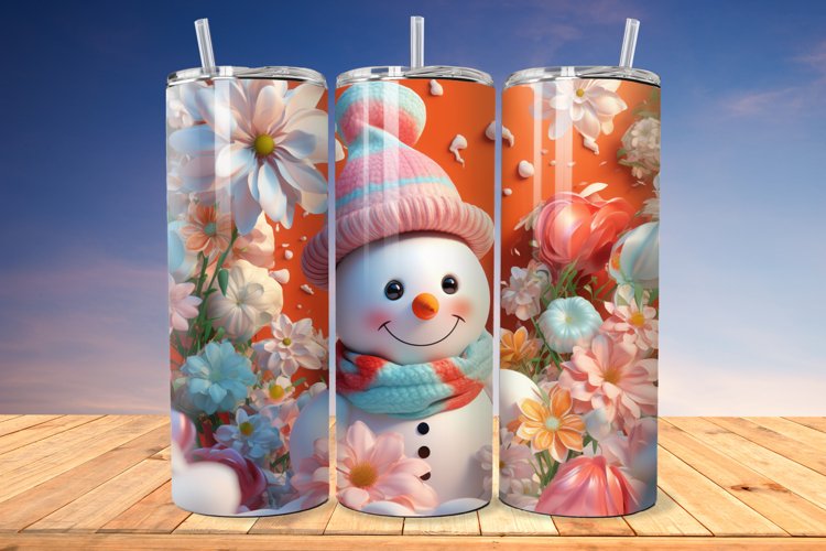 3D Christmas Snowman 20/30oz Skinny Tumbler