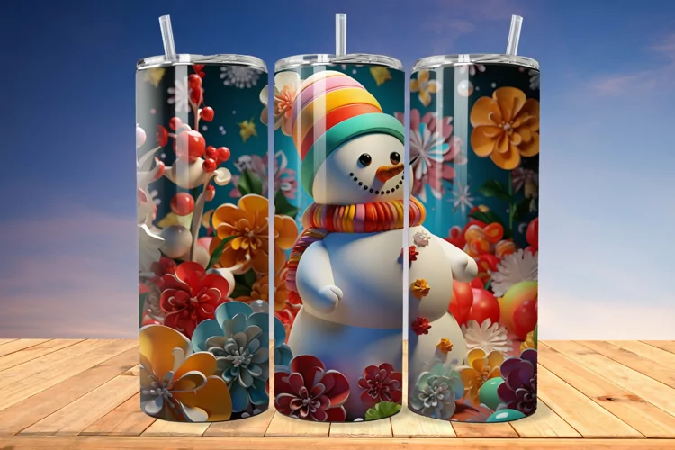 3D Christmas Snowman 20/30oz Skinny Tumbler