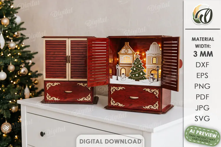 Christmas Interactive Stand Laser Cut. Christmas Decor SVG