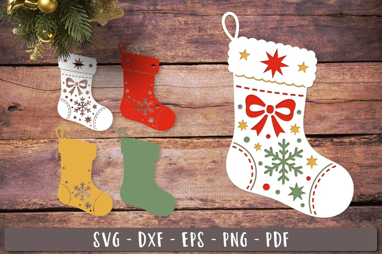 3d Christmas stocking SVG Layered design