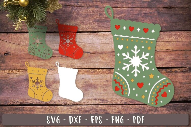 3d Christmas stocking SVG Layered stock design