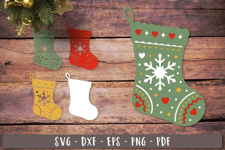3d Christmas stocking SVG Layered stock design