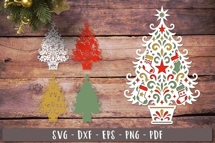 3d Christmas Stocking Tree SVG Layered design