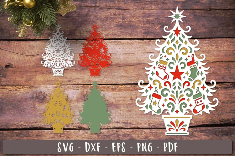 3d Christmas Stocking Tree SVG Layered design