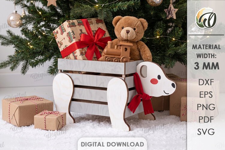 Easy Box File Christmas Polar Bear Box Lasercut. Storage Box. Gift Box SVG