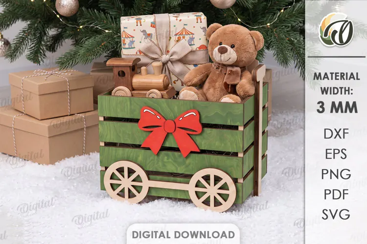 Christmas Toy Box Laser Cut. Storage Crate. Gift Box SVG