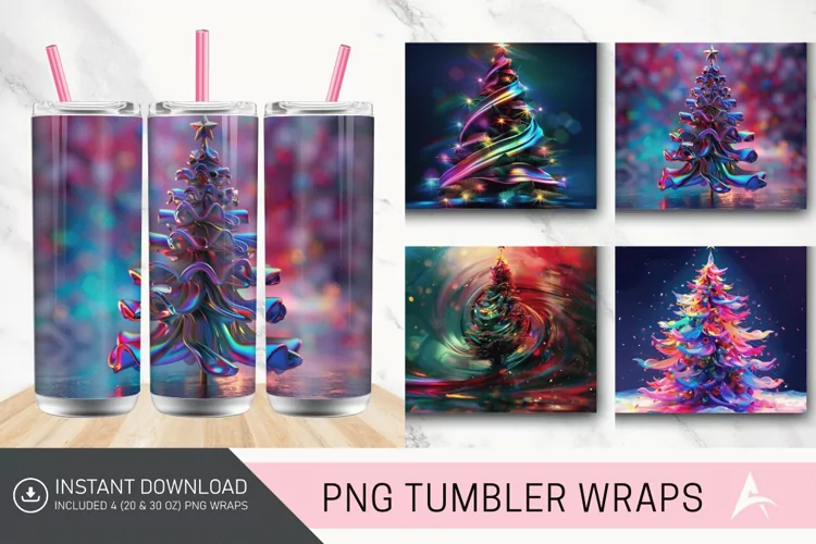 3D Christmas Tree Colorful Tumbler Wrap
