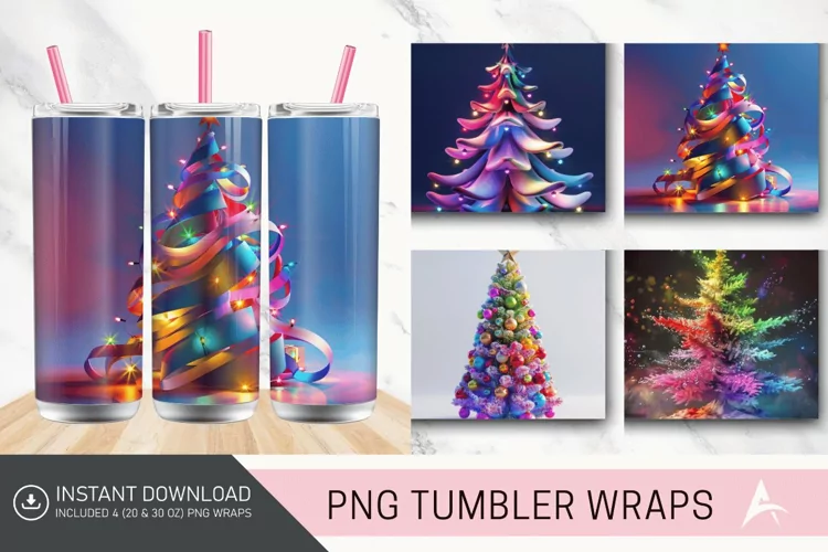 3D Christmas Tree Colorful Tumbler Wrap