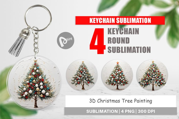 Keychain 3D Christmas Tree Painting
