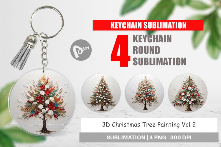 Keychain 3D Christmas Tree Painting
