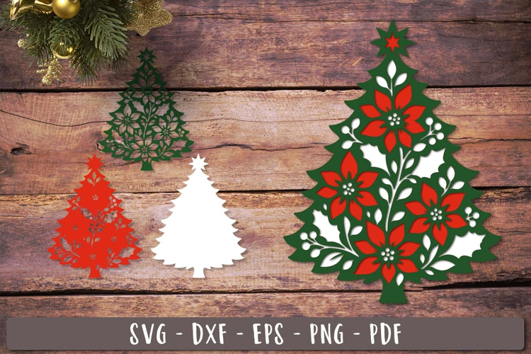3d Christmas Tree SVG Floral Layered design