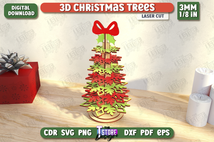 3D Christmas Tree Laser Cut|Layered Christmas Tree|Holidays