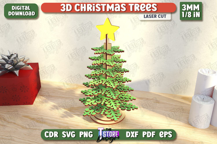 3D Christmas Tree Laser Cut|Layered Christmas Tree|Holidays