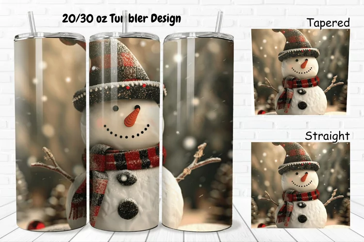 3D Christmas Vintage Snowman 20/30oz Skinny Tumbler