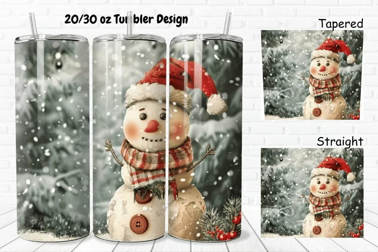 3D Christmas Vintage Snowman 20/30oz Skinny Tumbler
