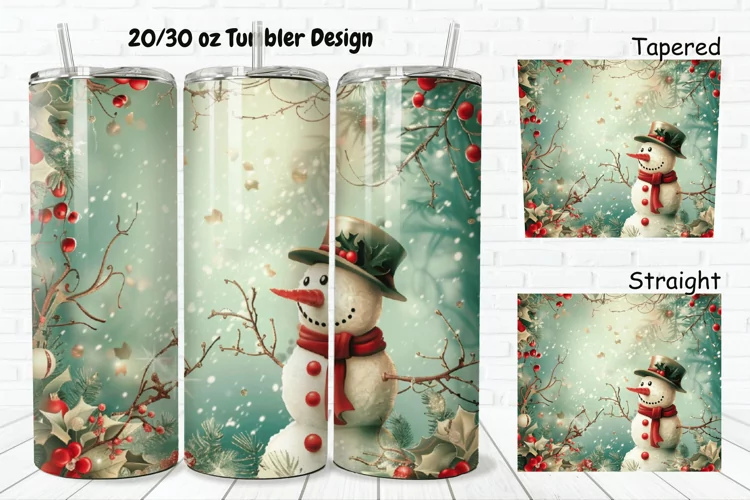 3D Christmas Vintage Snowman 20/30oz Skinny Tumbler