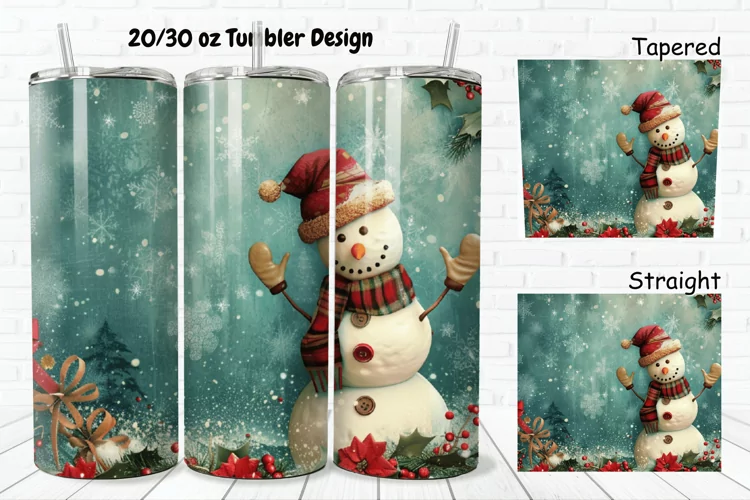 3D Christmas Vintage Snowman 20/30oz Skinny Tumbler