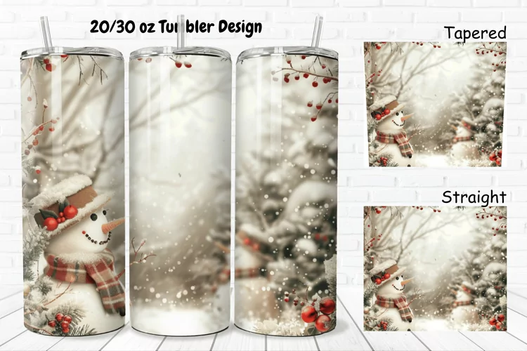 3D Christmas Vintage Snowman 20/30oz Skinny Tumbler