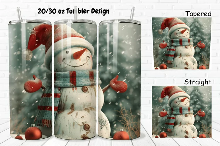 3D Christmas Vintage Snowman 20/30oz Skinny Tumbler