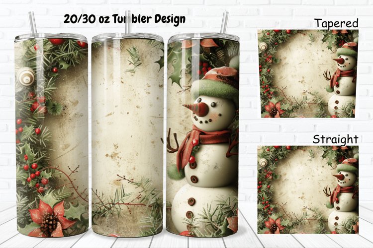 3D Christmas Vintage Snowman 20/30oz Skinny Tumbler