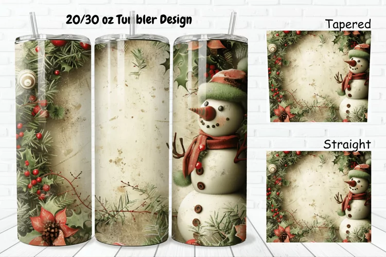 3D Christmas Vintage Snowman 20/30oz Skinny Tumbler