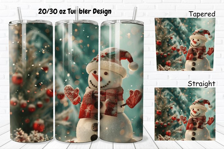 3D Christmas Vintage Snowman 20/30oz Skinny Tumbler