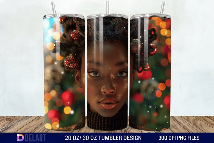 3D Christmas Woman Tumbler Wrap
