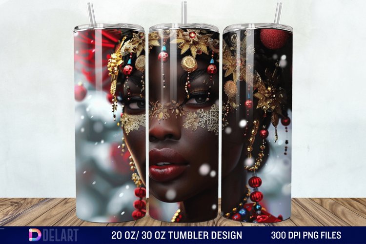 3D Christmas Woman Tumbler Wrap