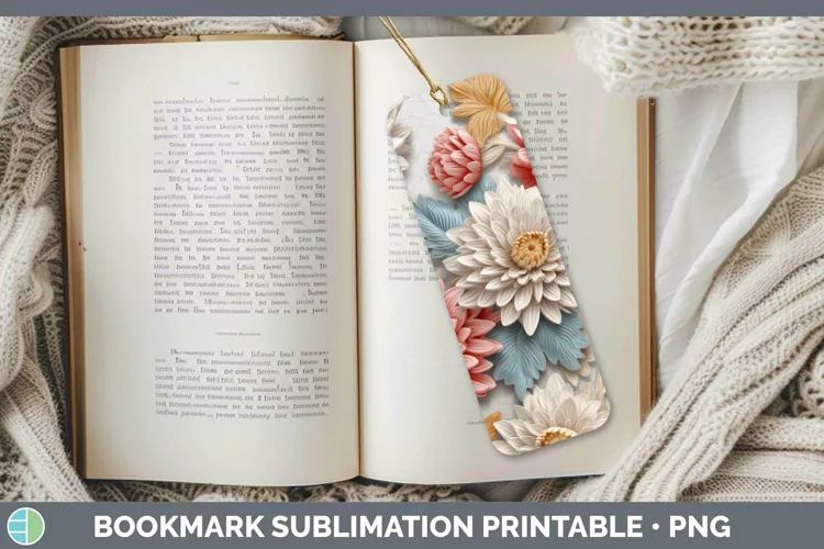 3D Chrysanthemum Bookmark Sublimation Printable Designs