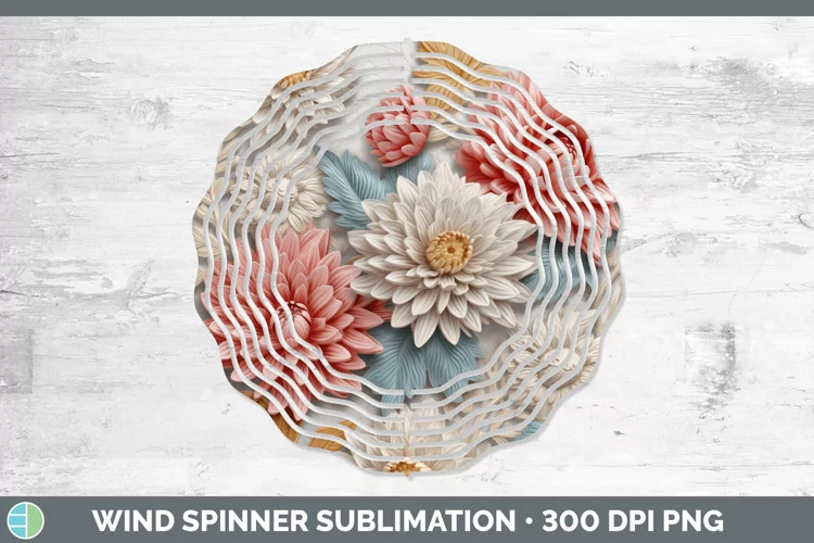3D Chrysanthemum Flowers Wind Spinner | Sublimation Spinner