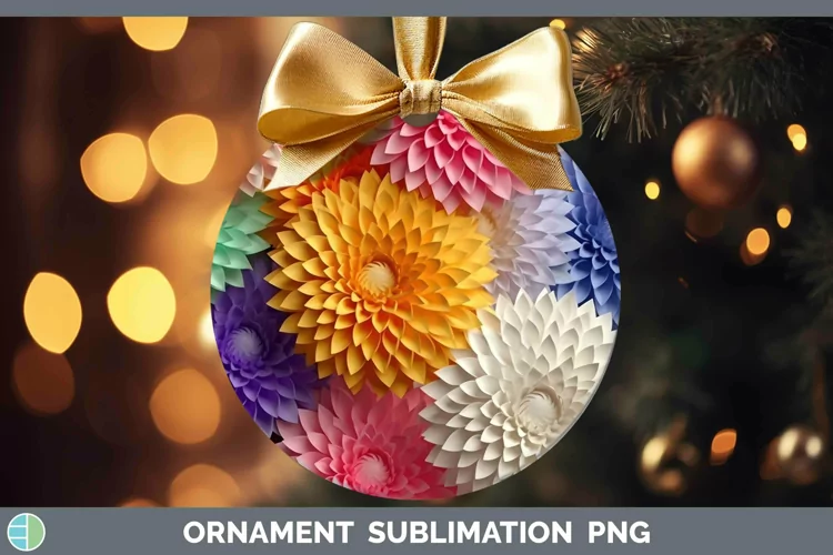 3D Chrysanthemum Ornament | Sublimation Bauble Designs