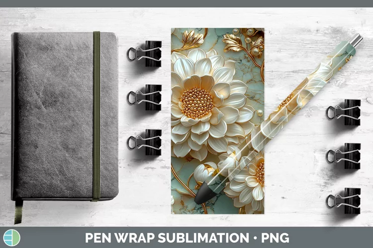 3D Chrysanthemum Pen Wrap Sublimation Epoxy Pen Designs