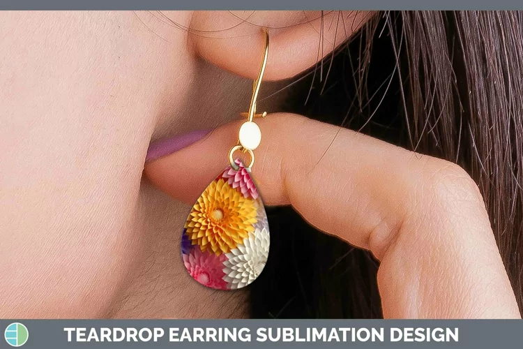 3D Chrysanthemum Teardrop Earrings | Sublimation Earrings De