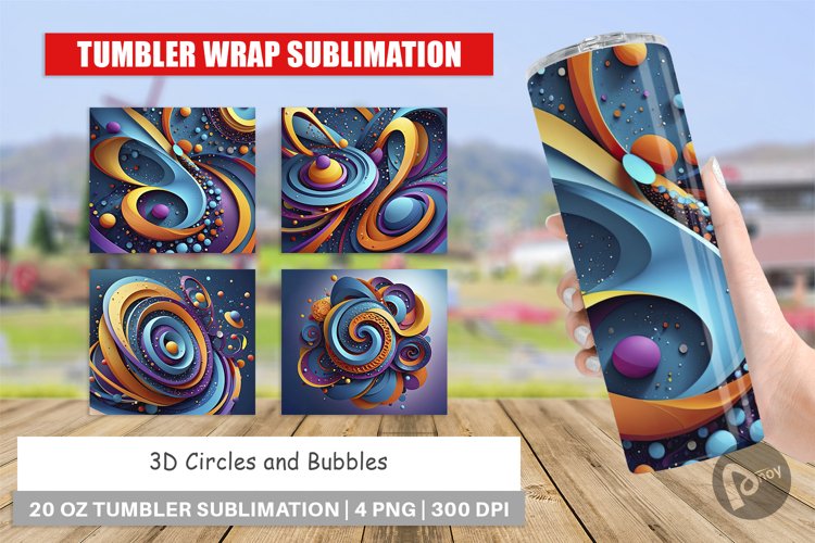 Tumbler Wrap 3D Circles & Bubbles
