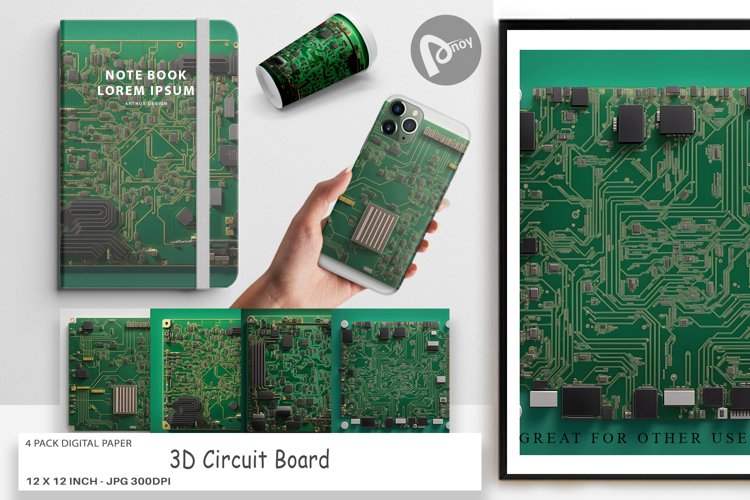 Digital Paper 3D Circuit Board example image 1