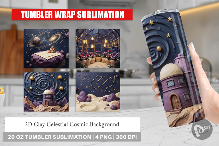 3D Clay Celestial Cosmic Tumbler