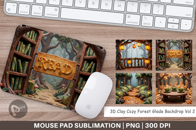 3D Clay Cozy Forest Glade Mouse Pad
