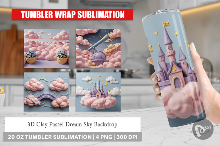 3D Clay Pastel Dream Sky Tumbler