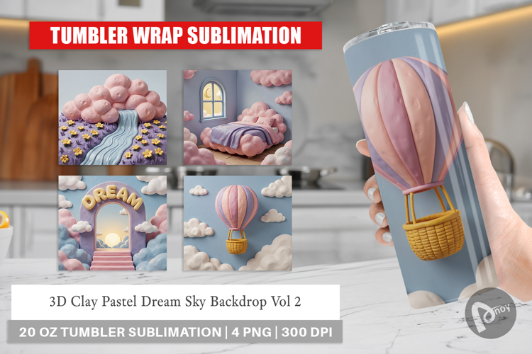 3D Clay Pastel Dream Sky Tumbler