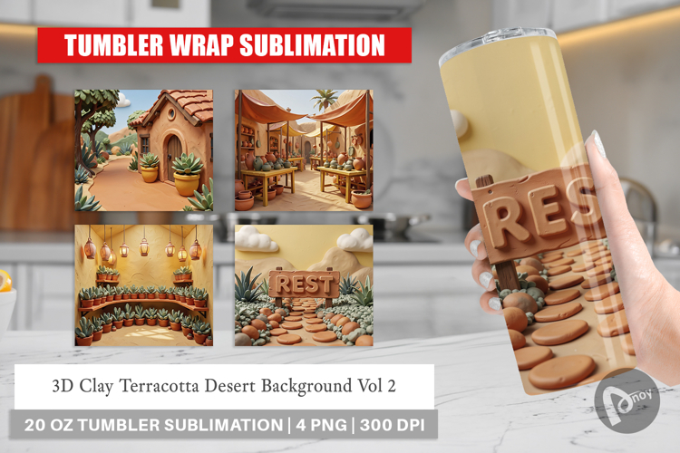 3D Clay Terracotta Desert Tumbler